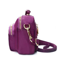 Women Nylon Waterproof Multi Pocket Zipper Handbag Crossbody Bag