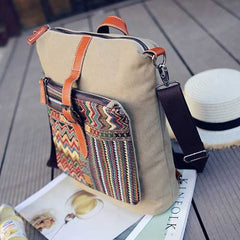 Women Canvas Multifunction Vintage Large Capacity  Shoulder Bag Crossboby Bag Backpack