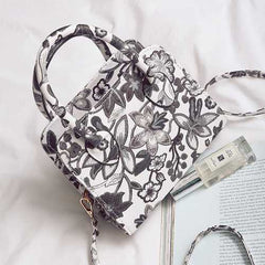 Women PU Leather Floral Casual Fashion Vintage Handbag Shoulder Bag Crossbody Bag