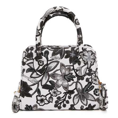 Women PU Leather Floral Casual Fashion Vintage Handbag Shoulder Bag Crossbody Bag