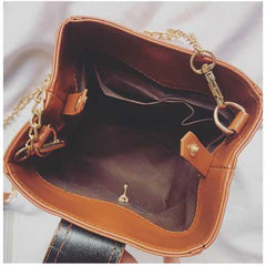 Women Bucket Chain Bag Brief PU Leather Shoulder Bag Phone Bag Crossbody Bag