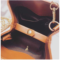 Women Bucket Chain Bag Brief PU Leather Shoulder Bag Phone Bag Crossbody Bag