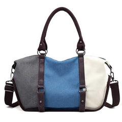 Women Quality Canvas Casual Color Block Large Capacity Handbag Shoulder Bag Crossbody Bag