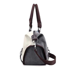 Women Quality Canvas Casual Color Block Large Capacity Handbag Shoulder Bag Crossbody Bag