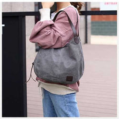 Women Quality Canvas Three Layer Large Capacity Casual Vintage Handbag Shoulder Bag