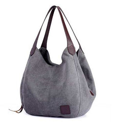 Women Quality Canvas Three Layer Large Capacity Casual Vintage Handbag Shoulder Bag