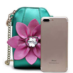6 Inches Cell Phone Pu Leather  Women National Style Flowers Crossbody Bag Shoulder Bag