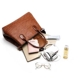 Women Crocodile High-End Vintage PU Leather Handbag Shoulder Bag