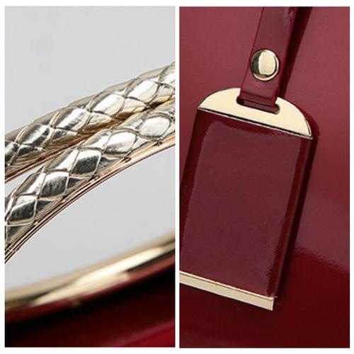 Embroidery Flower Bright Patent Leather Shell Ladies Handbag