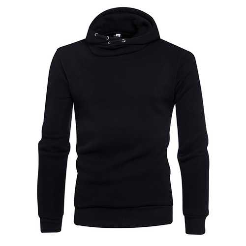 Men's Casual Pure Color Warm Hoodies Fashion Regular Fit Sports Sweatshirt Tops