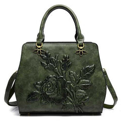 Women Rose Embroidery Handbag Elegant Tote Bag Crossbody Bag
