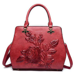Women Rose Embroidery Handbag Elegant Tote Bag Crossbody Bag