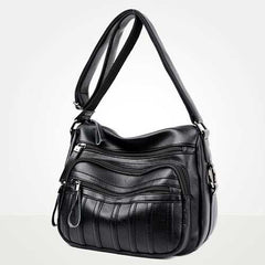 Women Vintage PU Leather Crossbody Bag Multi-pockets Shoulder Bag