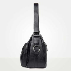 Women Vintage PU Leather Crossbody Bag Multi-pockets Shoulder Bag