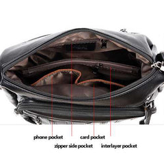 Women Vintage PU Leather Crossbody Bag Multi-pockets Shoulder Bag