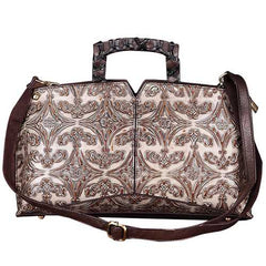 Women Handwork Knurling Retro Genuine Leather Handbag Crossbody Bag