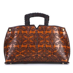 Women Handwork Knurling Retro Genuine Leather Handbag Crossbody Bag