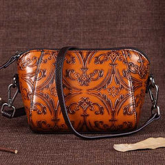 Brenice Genuine Leather Retro Handwork Knurling Shoulder Bag