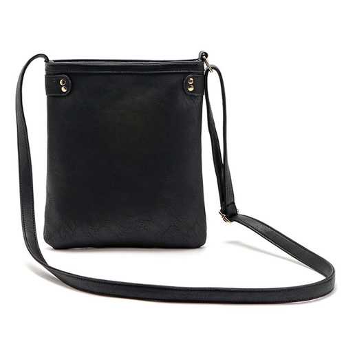 Women Retro Rivet Design Winter Front Zipper Pocket Crossbody Bag