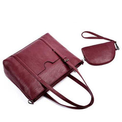 Large Capacity Women Pu Leather Handbag Set Casual Tote
