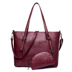 Large Capacity Women Pu Leather Handbag Set Casual Tote