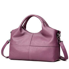 Women PU Soft Leather Handbags Stitching Solid Large Capacity Shoulder Bags