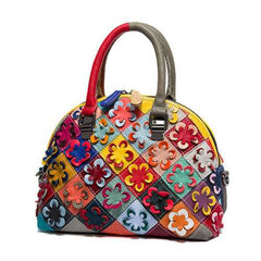 Women Patchwork Genuine Leather Handbag Crossbody Bag
