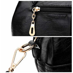 Women PU Soft Concise Solid Handbags Stitching Large Bag