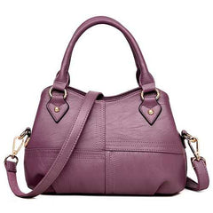 Women PU Soft Concise Solid Handbags Stitching Large Bag
