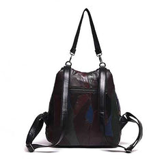 Women Genuine Leather Stitch Multifunction Handbag