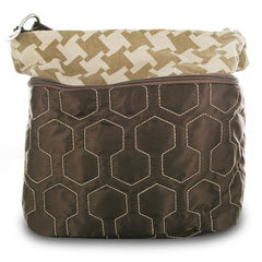 Travelon Quilted Nylon Zip-Top Train Case - Brown/Houndstooth Pattern