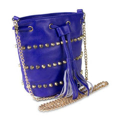 Mad Style Studded Drawstring Crossbody Bag, Blue