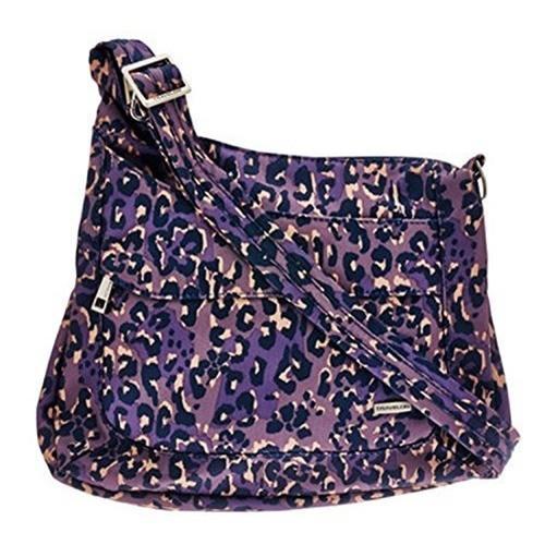 Travelon Anti-Theft Asymmetric RFID Crossbody, Purple Leopard