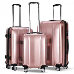 3 Pcs 20" 24" 28" GLOBALWAY ABS+PC Luggage Travel Set-Pink
