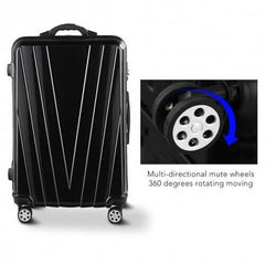 3 pcs Luggage Set Travel Trolley Suitcase with TSA Lock-Black