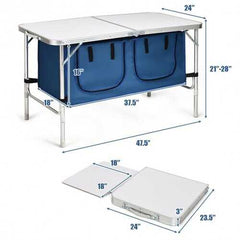 Height Adjustable Folding Camping  Table-Blue