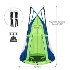 Kids Hanging Chair Swing Tent Set-Green